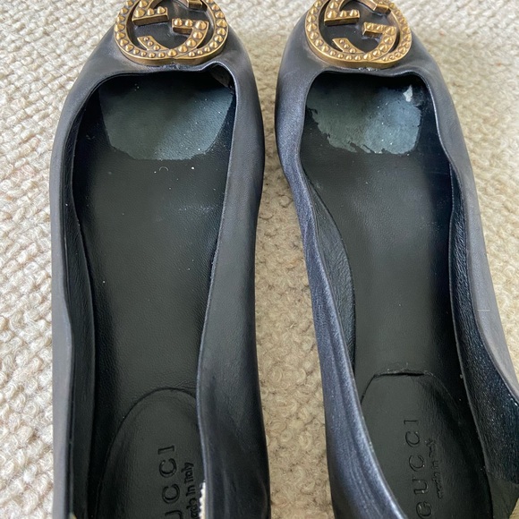 Gucci GG black leather flats 37.5 / 8.5 US - Picture 7 of 7